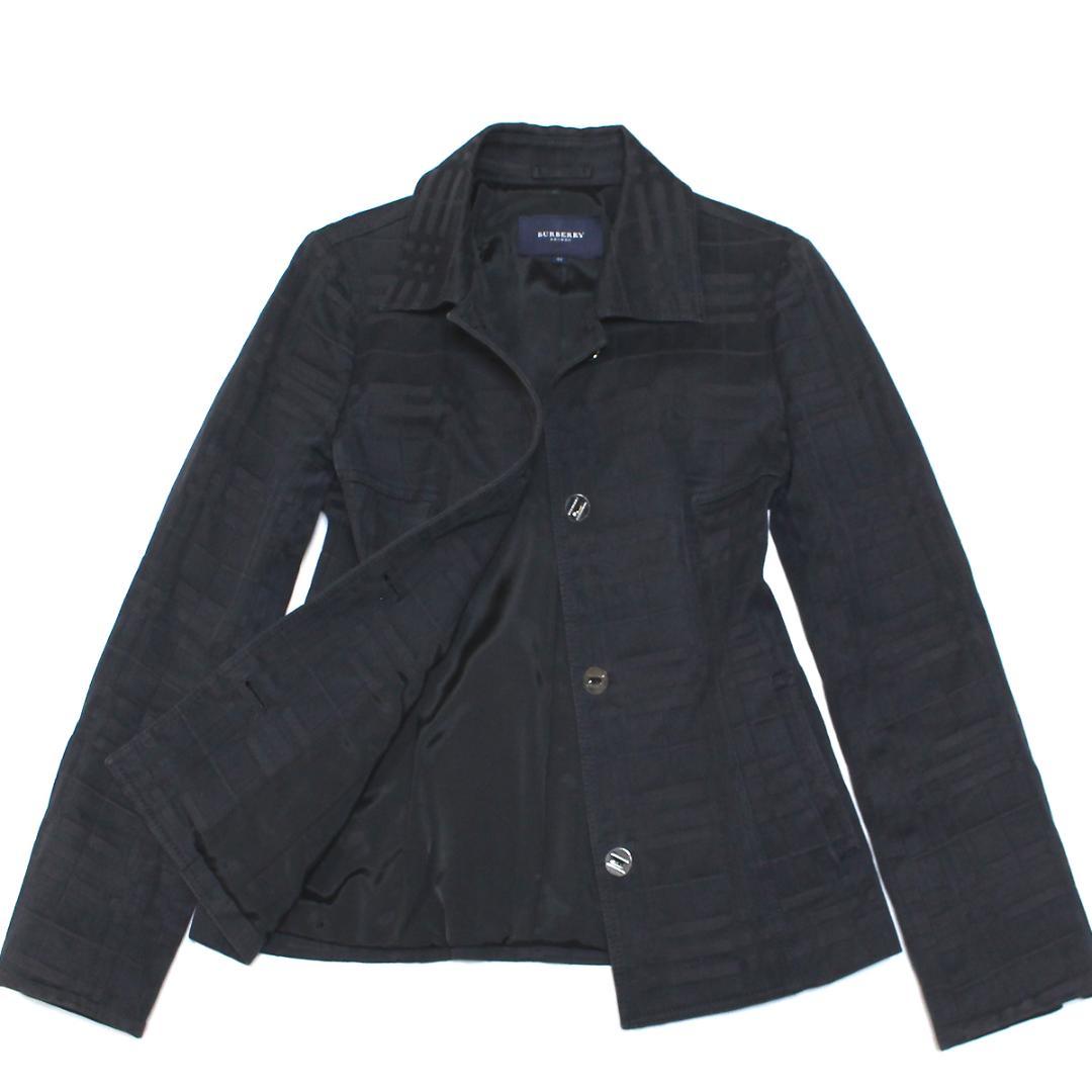 美品 バーバリーロンドン シャドーチェック デニム ジャケット 42 黒