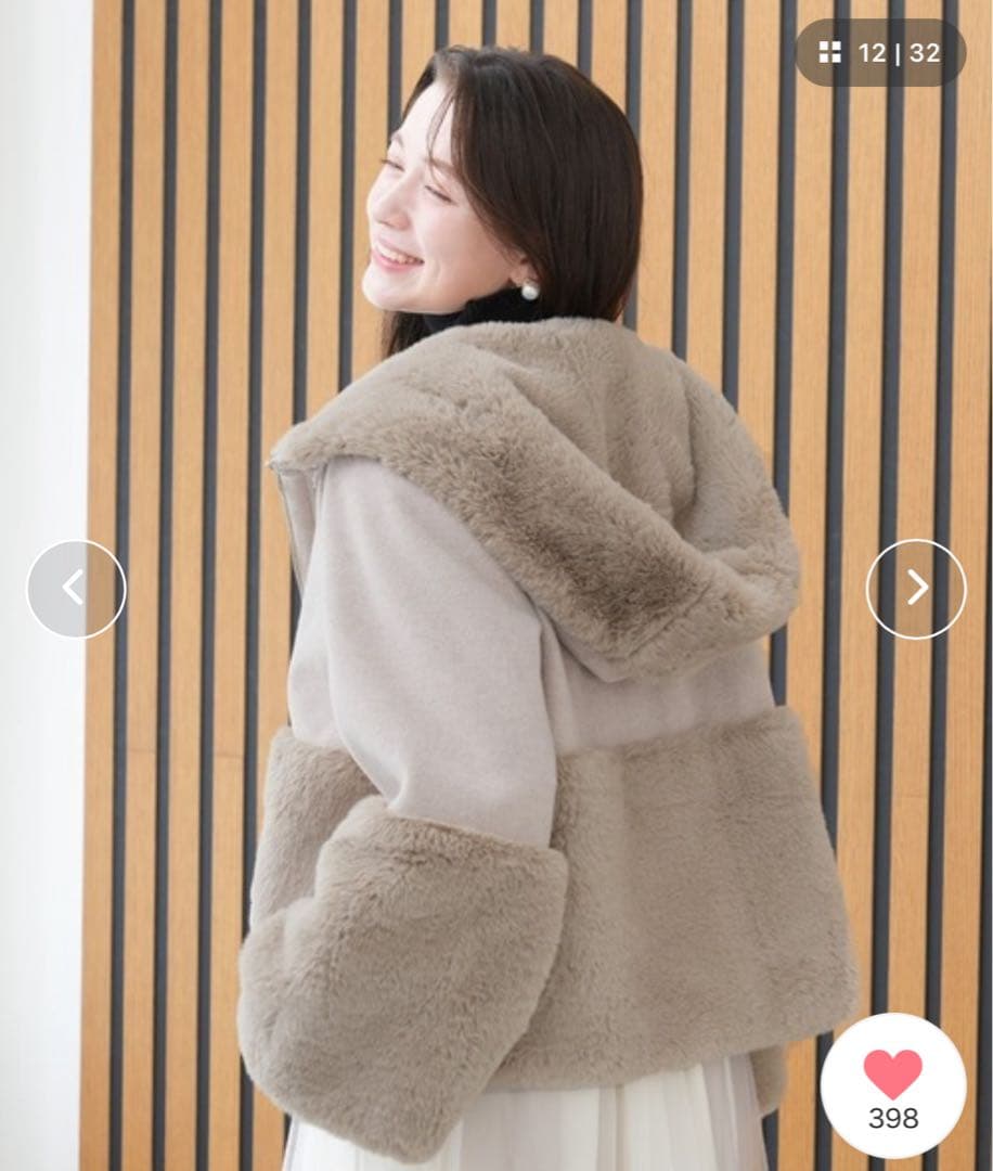 sati【美品】アストリアオディール　ファー切り替えコート