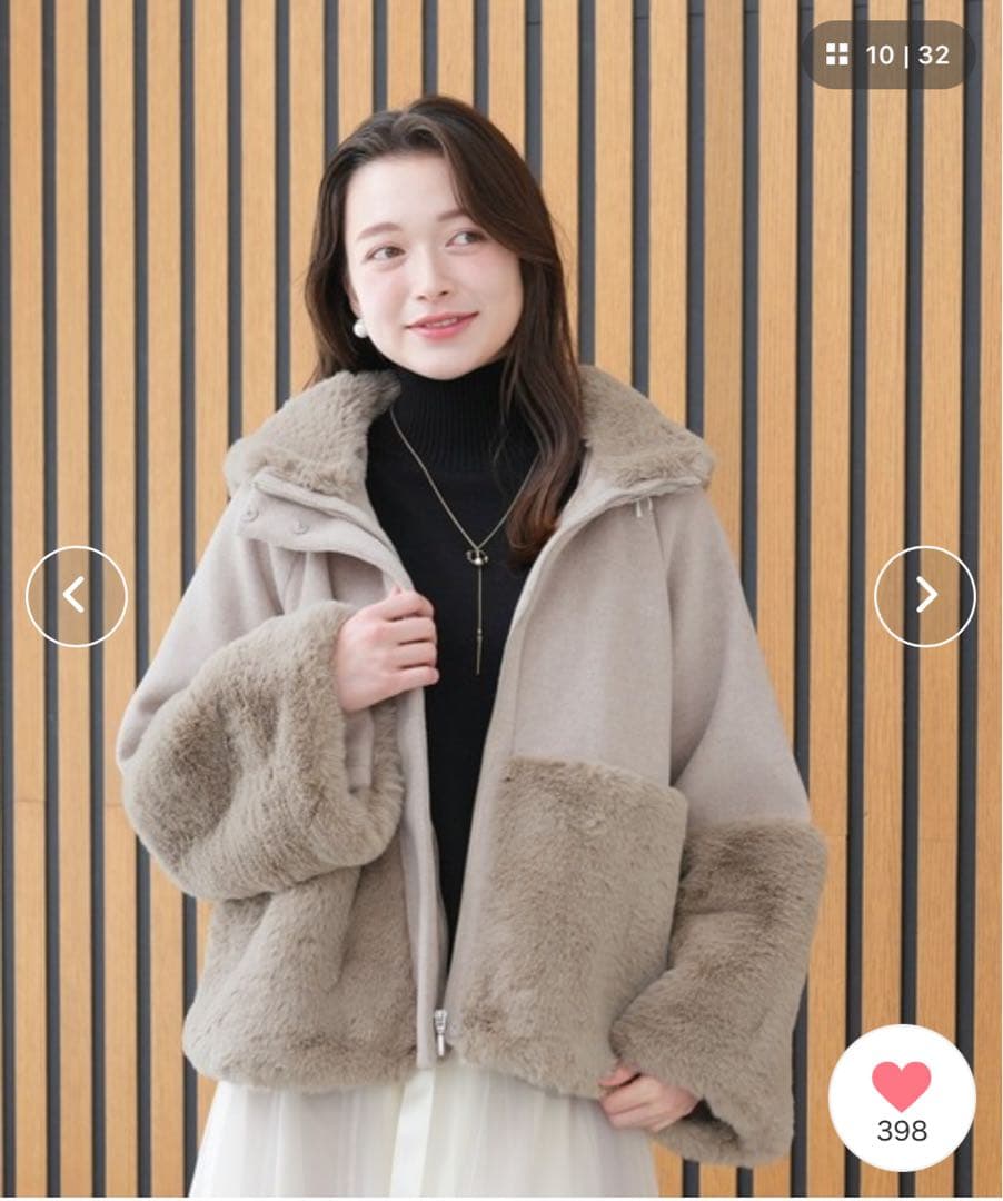 sati【美品】アストリアオディール　ファー切り替えコート