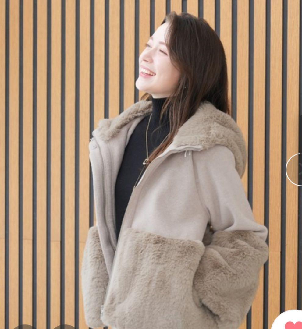 sati【美品】アストリアオディール　ファー切り替えコート