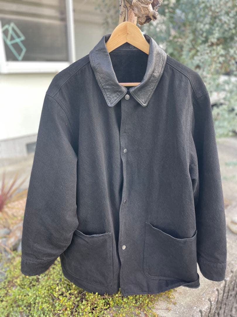 少数限定 ショップ別注 25AW 襟レザー　カバーオール ワークcomoli