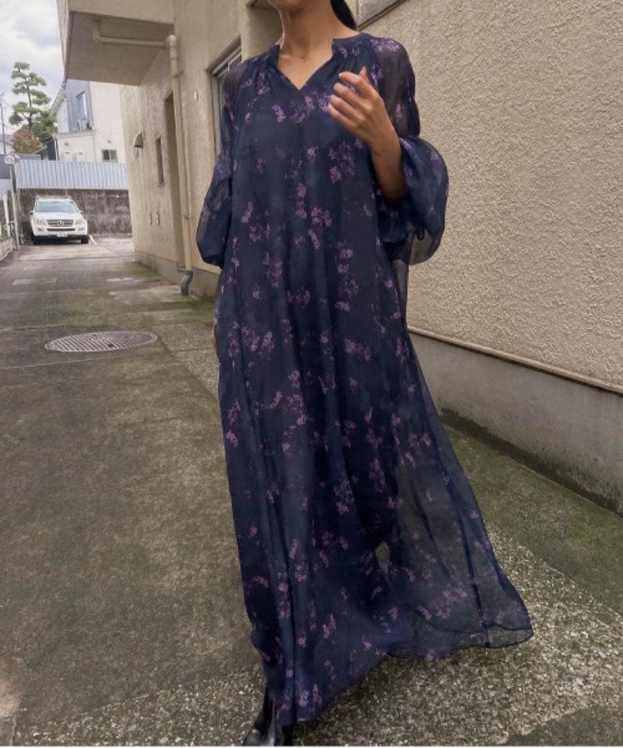 ワンピース Ameri NORA FLOWER LAYERED DRESS M