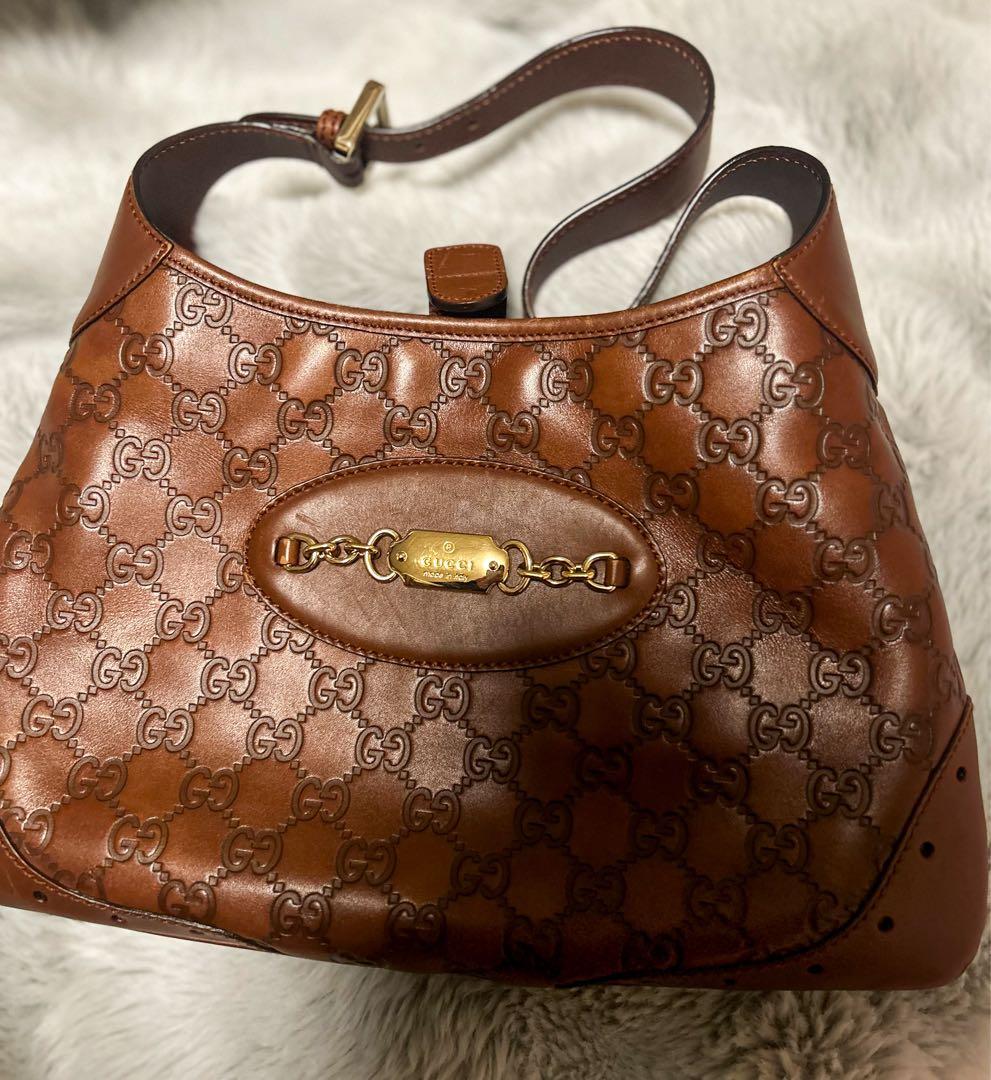 GUCCI ブラウン GGパターン ショルダーバッグ