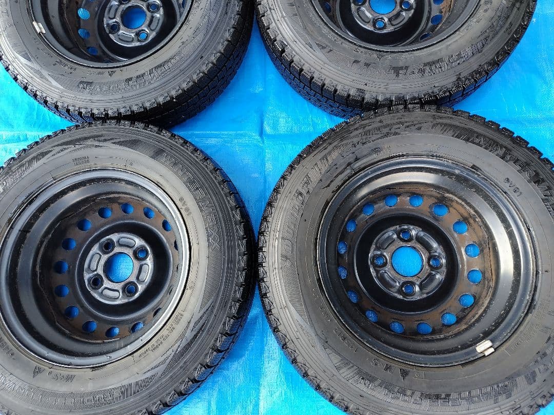 145R12・LT【1/2】軽トラ用スタッドレス・鉄ホイール付、２本分割