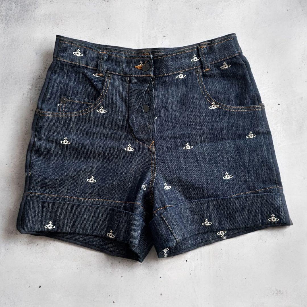 ①ヴィヴィアンウエストウッド レッドレーベル オーブ刺繍柄ショートパンツ