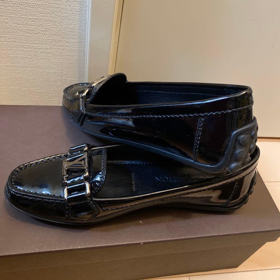 エナメル黒　LVJドライビングシューズ　美品 34.5 お値引き