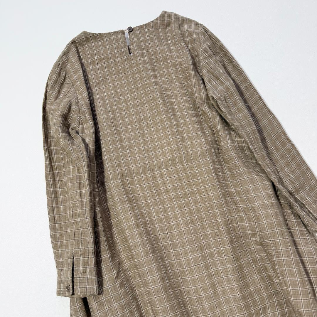 YAECA ヤエカ リネン100% チェックワンピース ロング　日本製　ゆったり