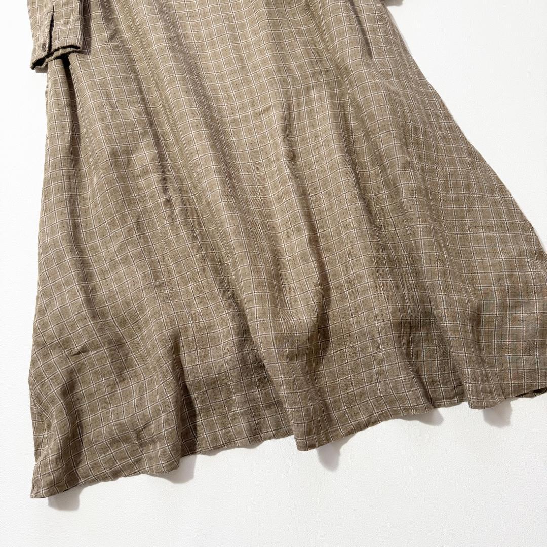 YAECA ヤエカ リネン100% チェックワンピース ロング　日本製　ゆったり