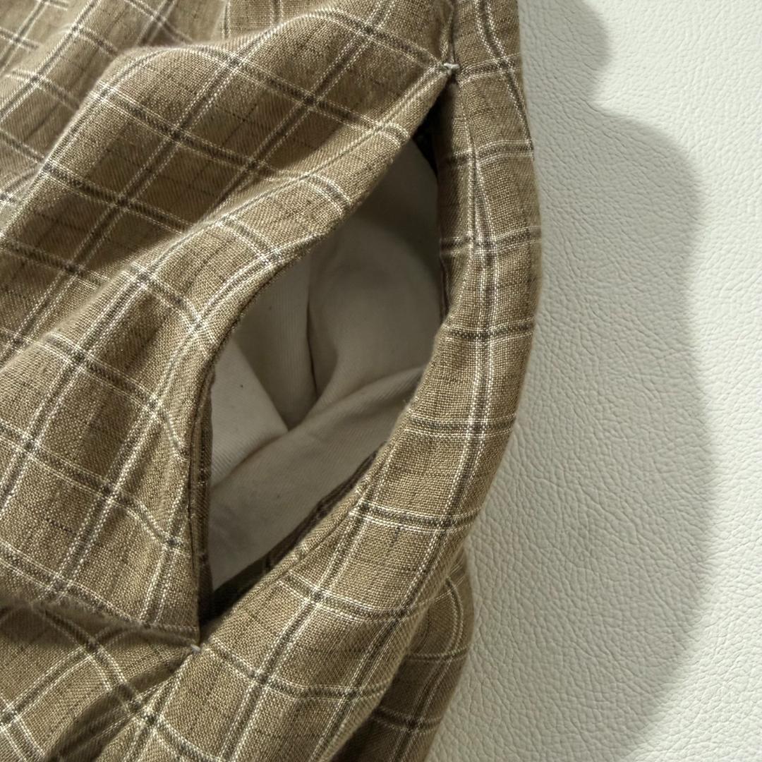 YAECA ヤエカ リネン100% チェックワンピース ロング　日本製　ゆったり