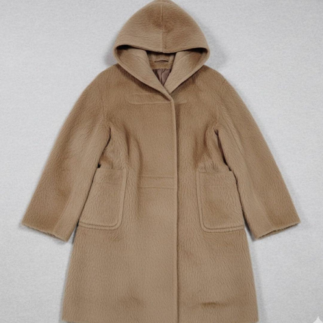 未使用級 マックスマーラ 最新モデル 白タグ アルパカシャギー フードコート