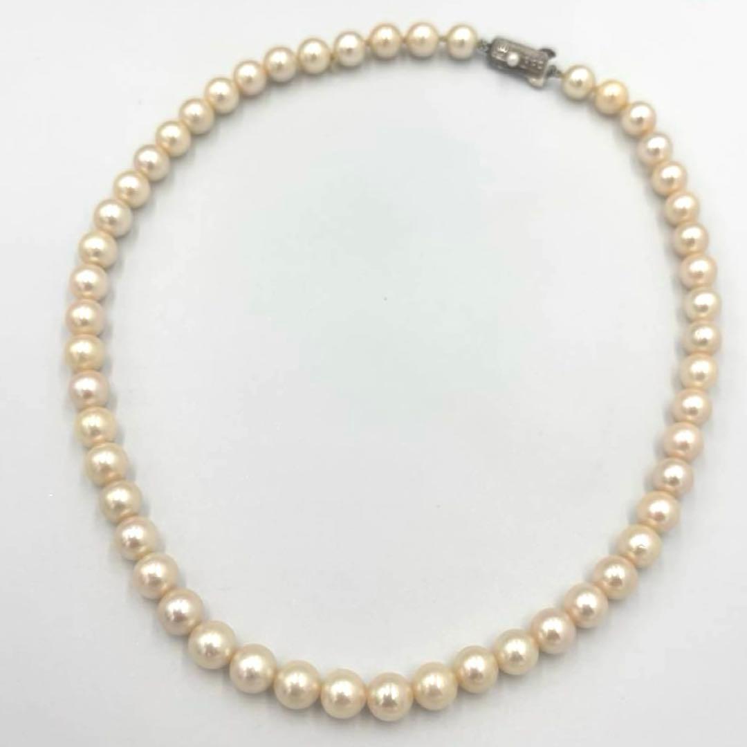 【艶テリ良✨大珠8.5m】あこや本真珠 パールネックレス　干渉色◎ シルバー刻印