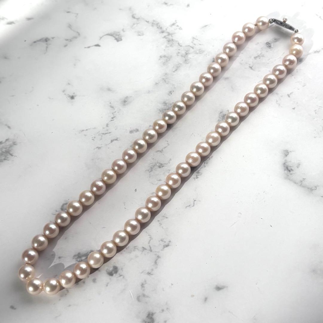 【艶テリ良✨大珠8.5m】あこや本真珠 パールネックレス　干渉色◎ シルバー刻印