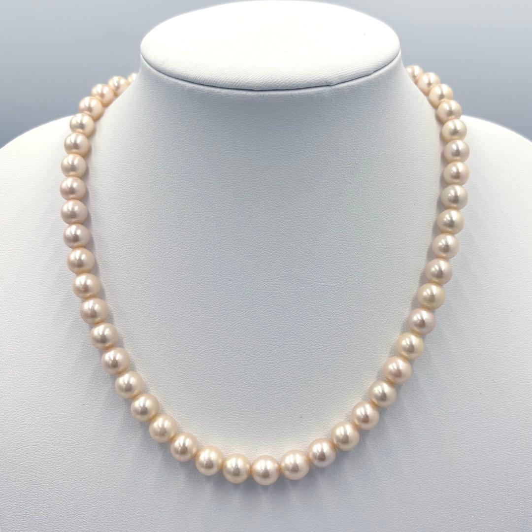 【艶テリ良✨大珠8.5m】あこや本真珠 パールネックレス　干渉色◎ シルバー刻印