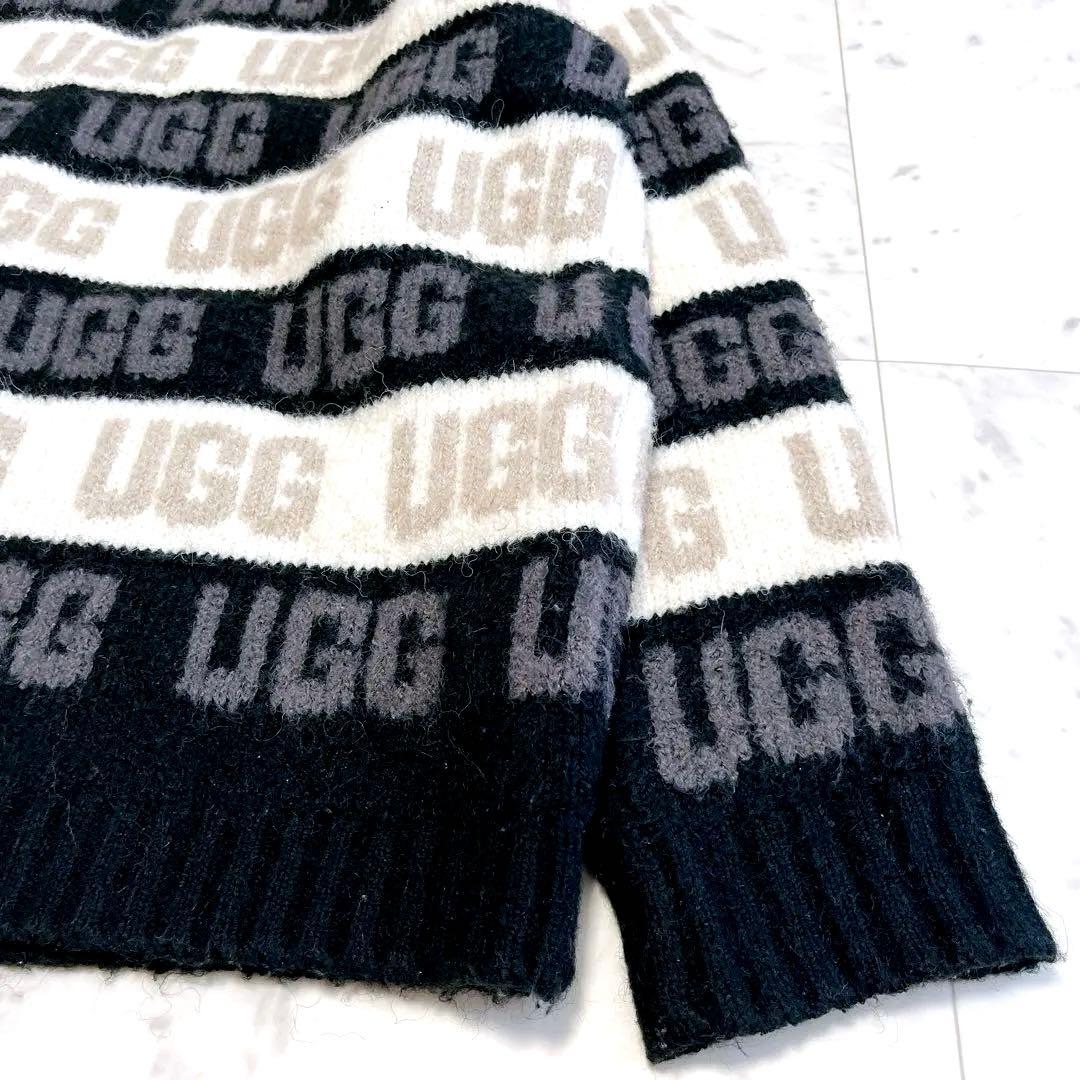 希少✨UGG アグ カーディガン グラフィック ロゴ ボーダー モノトーン