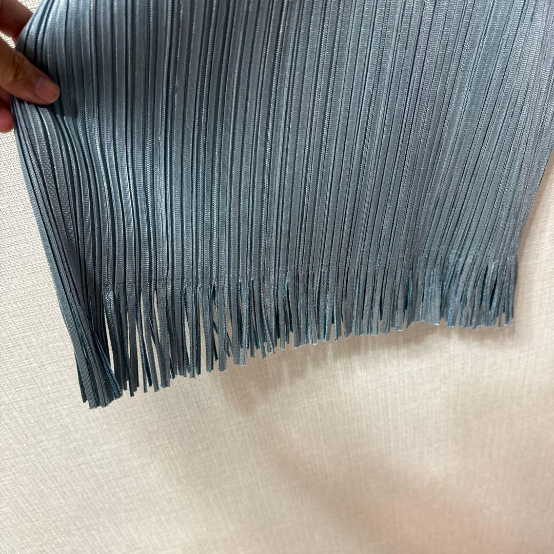 プリーツプリーズ　イッセイミヤケ　フリンジプリーツチュニック　スカイブルー　3