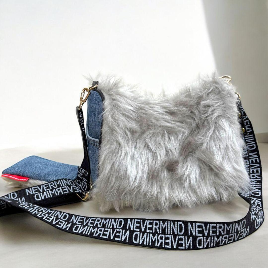 Accent Bag／ボリュームグレーファー×デニムリメイク