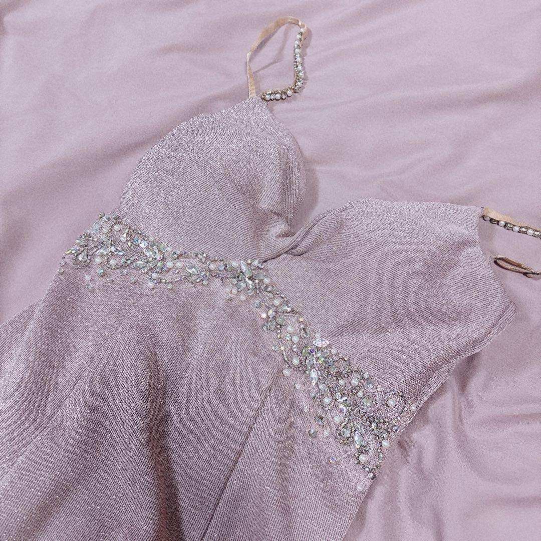 エンジェルR ラメ ビジュー付き タイトドレス