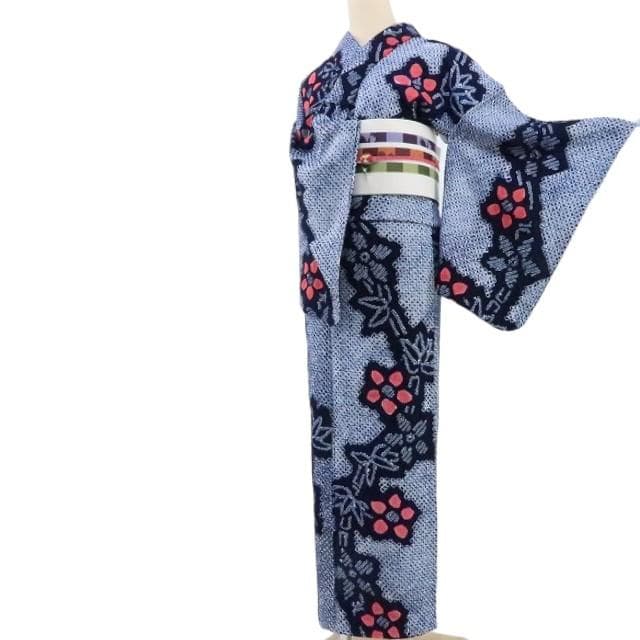 Y1236◆有松鳴海絞り 綿 洗える夏着物 手縫い仕立て 高級浴衣