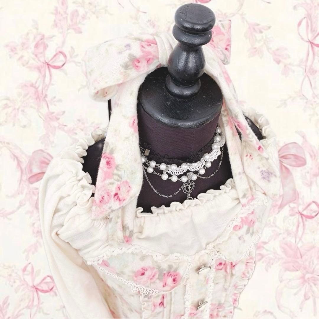 y2k LIZ LISA オフショル 花柄 ホルターネック 起毛　姫カジ　フリル