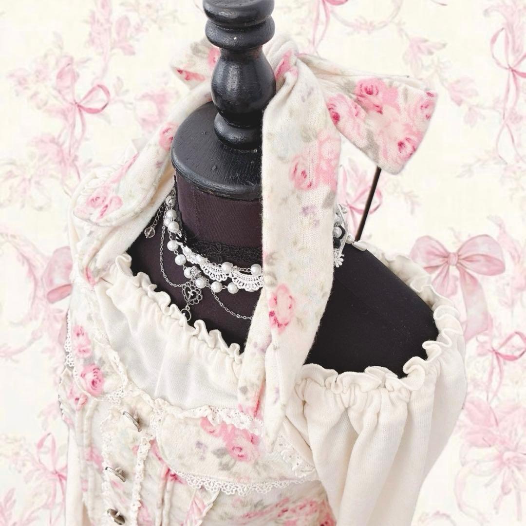 y2k LIZ LISA オフショル 花柄 ホルターネック 起毛　姫カジ　フリル