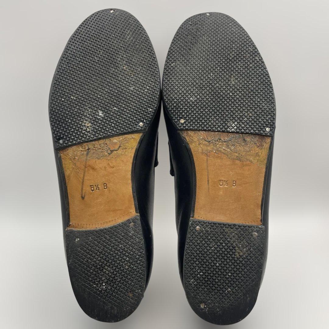 グッチ　ホースビット ローファー　レザー　シェリー　ブラック　ゴールド　61/2