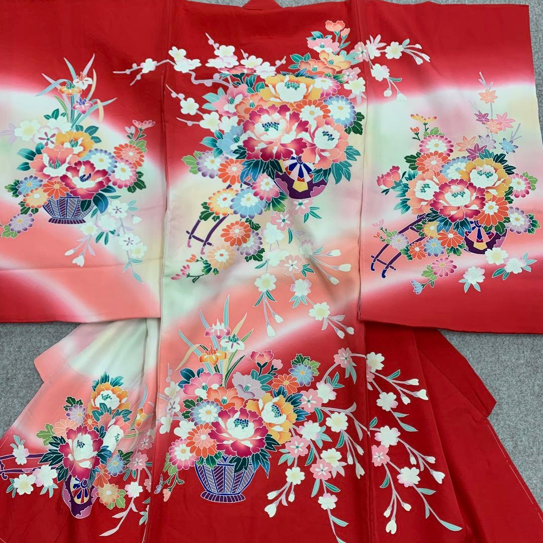 りゆり新品、最高級正絹産着京友禅手描き美術、特撰加賀五彩染、祝い四季花車