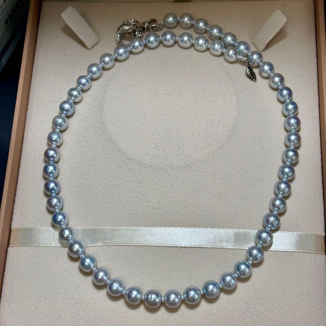 【テリ強 ✨鑑別書付き】あこや真珠　ブルーグレー　約8.0-8.5mm 本真珠