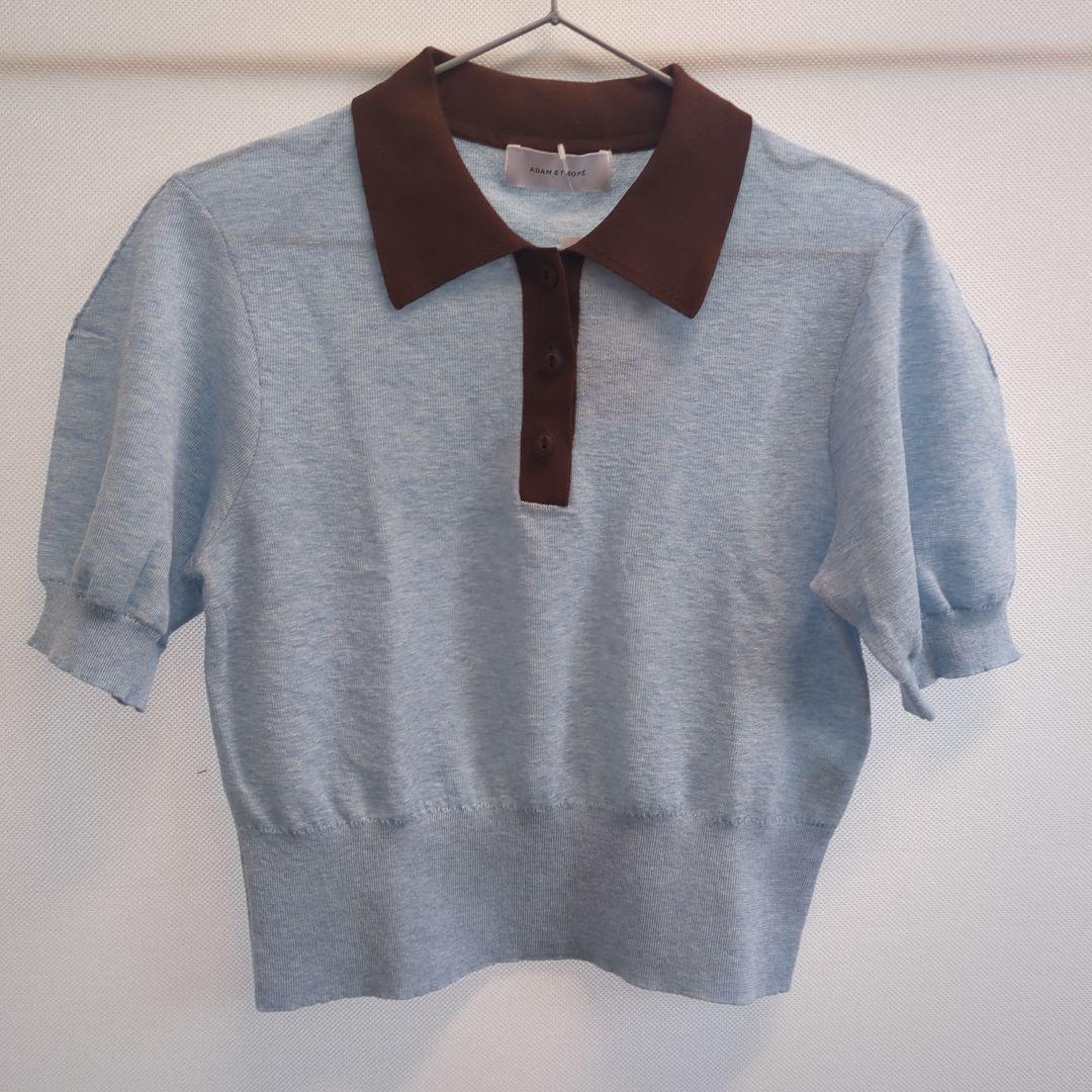 ADAM ET ROPÉ 半袖ポロシャツ サックス/ブラウン