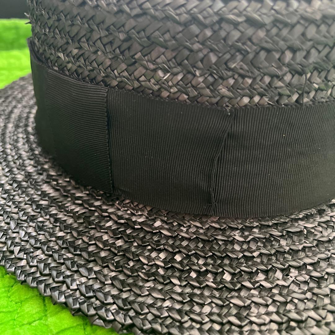 新品未使用 田中帽子店 鬼麦黒カンカン帽男女兼用