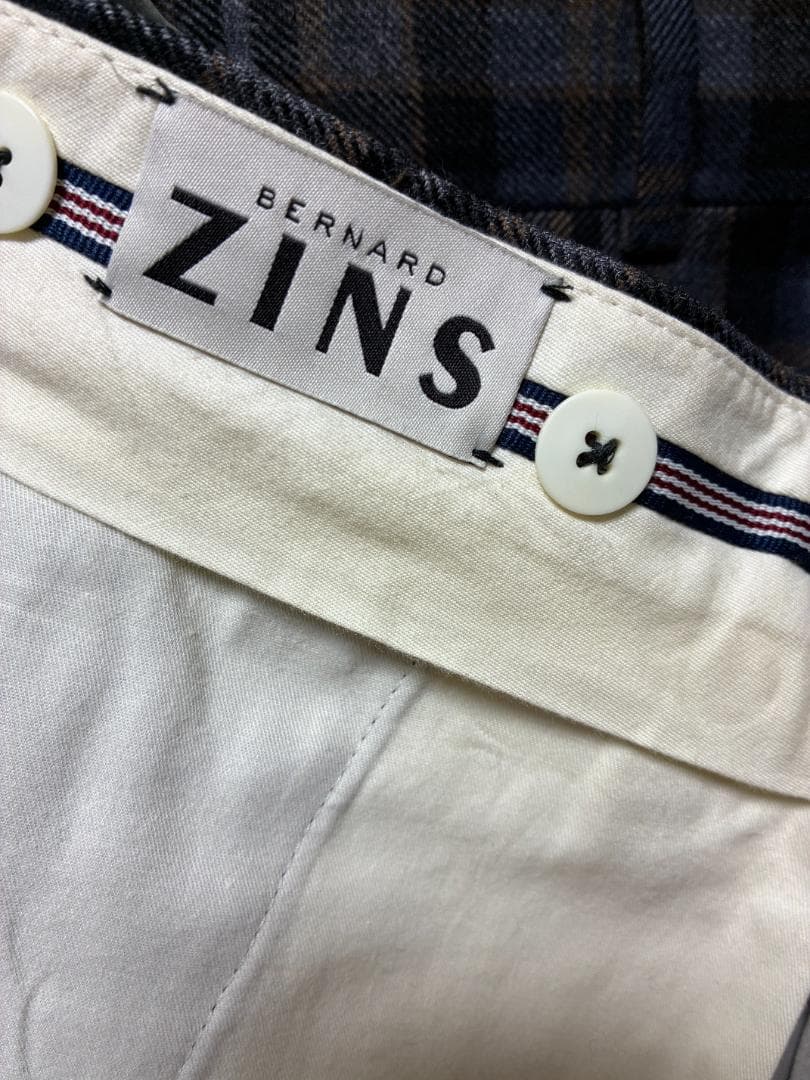 BERNARD ZINSベルナールザンスチェック柄プリーツワイドパンツスラックス