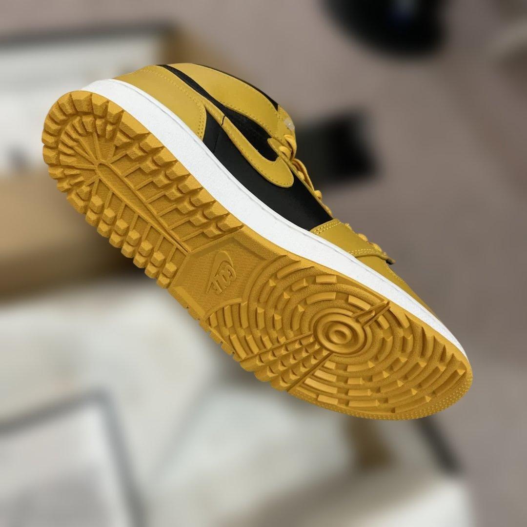 nikeエアジョーダン1ハイカットゴルフシューズ、イエロー/ブラック