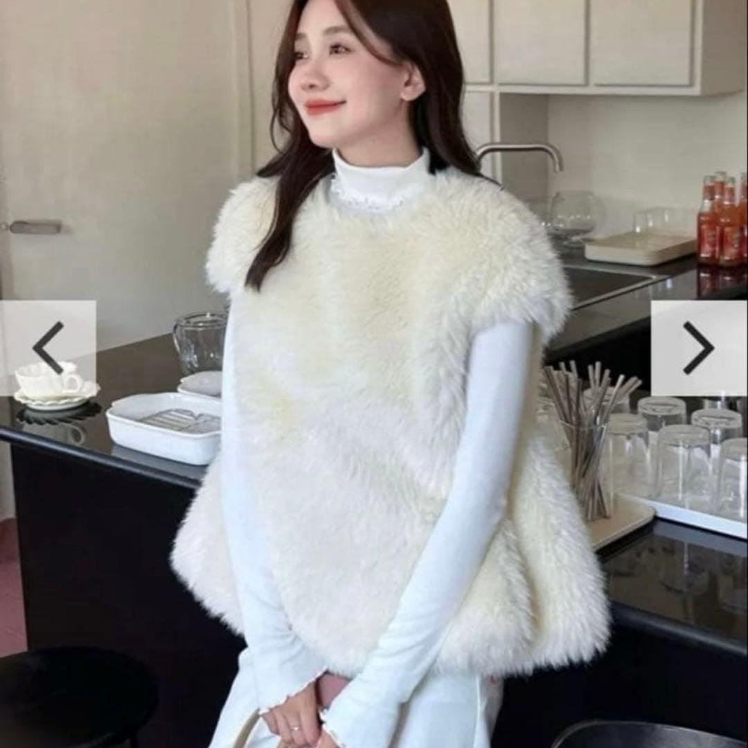 【1回のみ使用】 Birthday bash ファー ベスト ホワイト zara