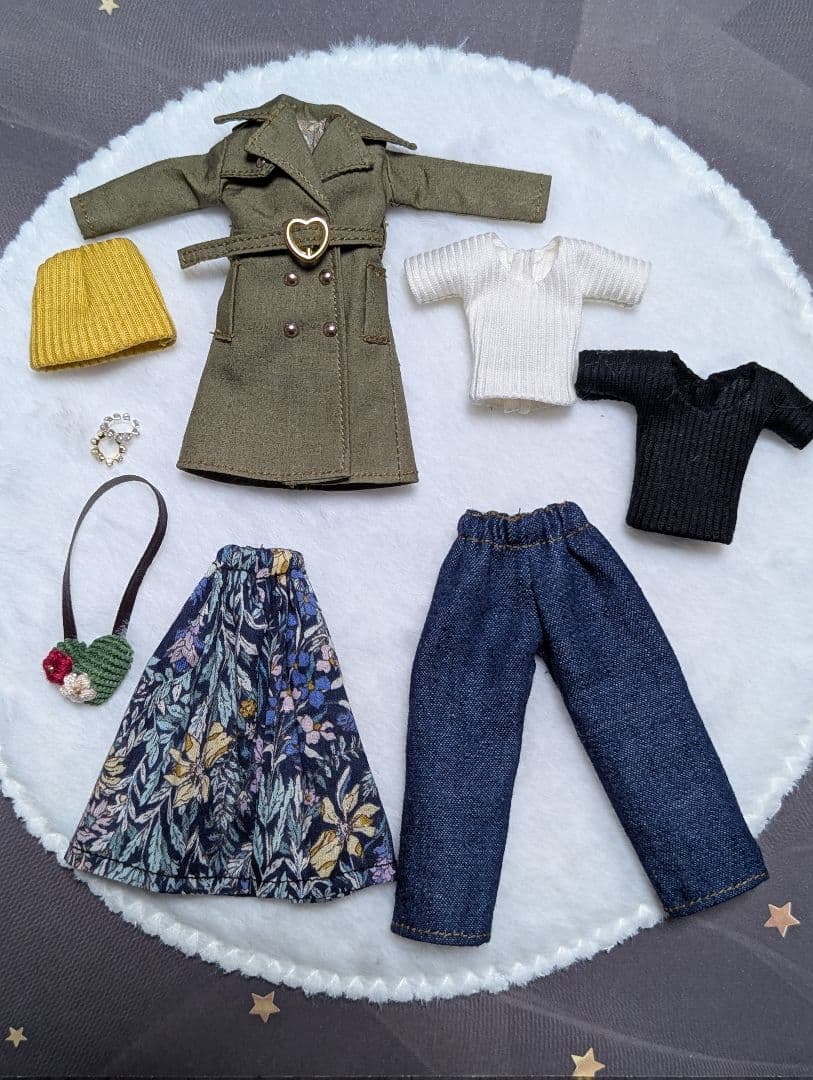 トレンチコートセット【８点】プレミアム着回し　美プラ　布服　1/12　カーキ①