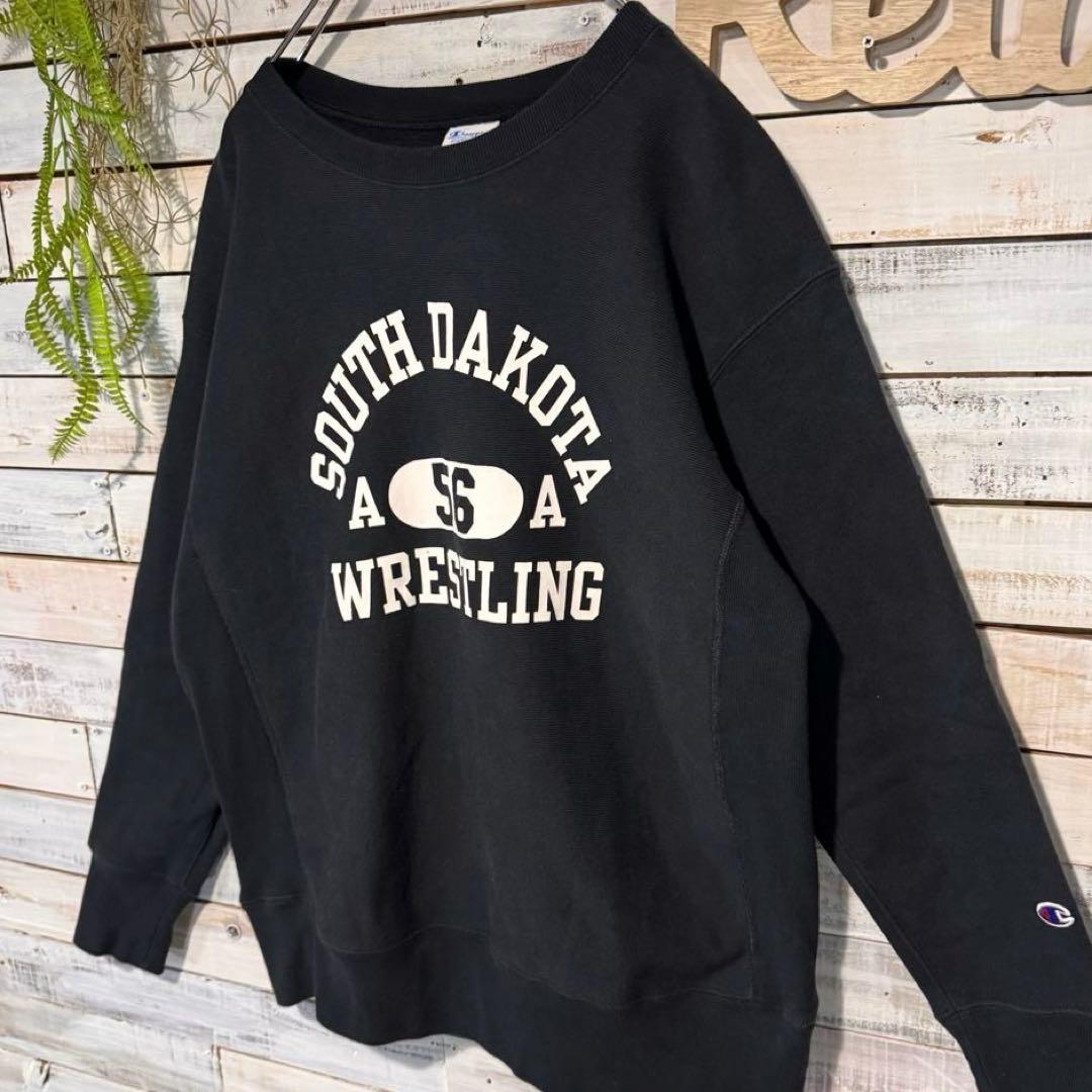 チャンピオン リバースウィーブ 青タグ 復刻 3段プリントスウェットXL 黒