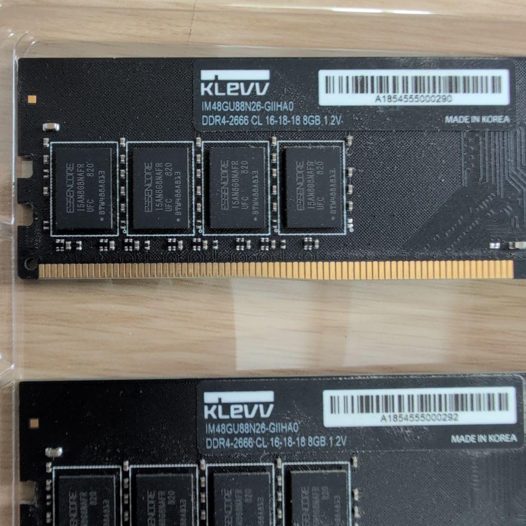 KLEVV DDR4-2666 8GB×2枚 16GBデスクトップPCメモリ