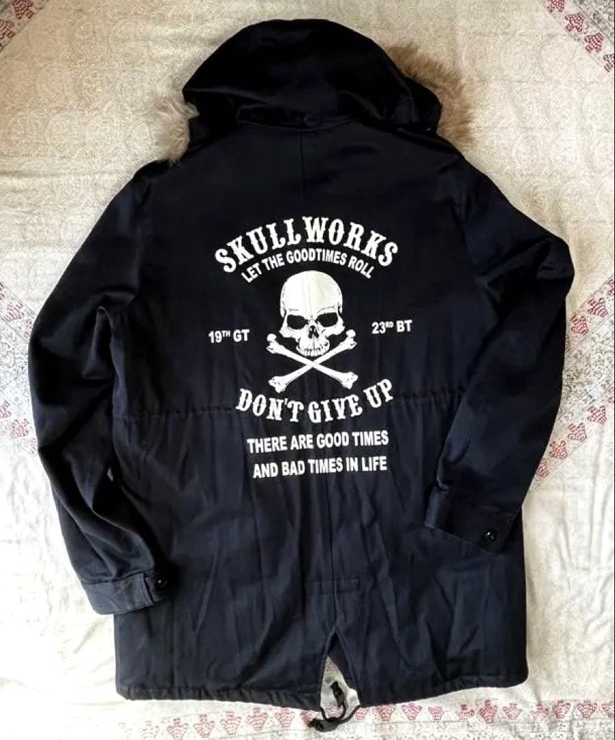 SKULLWORKS スカルプリント モッズコート　黒　美品！