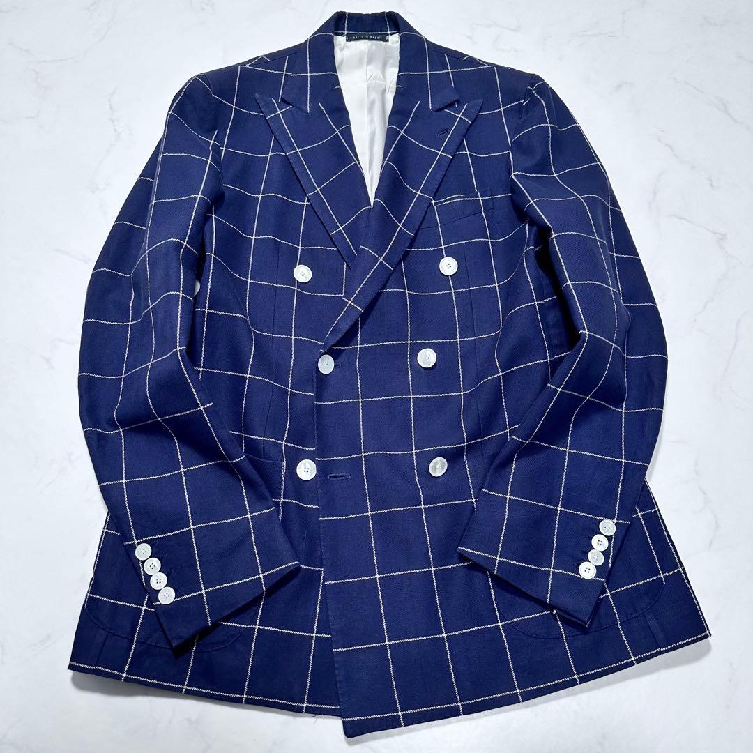 XL相当◎デペトリロ Vesuvio ダブルブレストテーラードジャケット 紺50