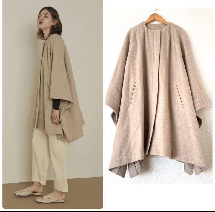 MICA & DEAL マイカアンドディール ノーカラー　ポンチョ　ウールコート