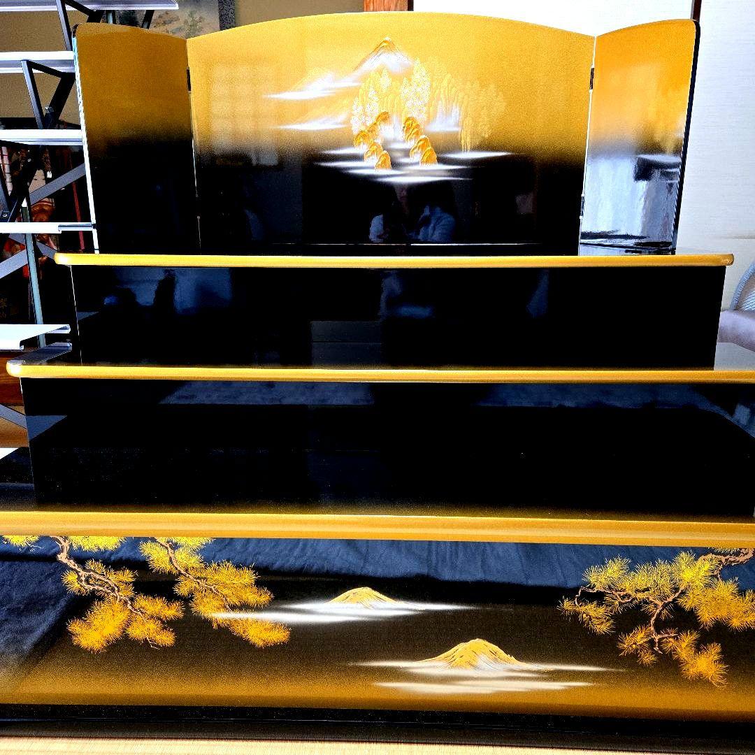 【大幅値下げ中】【高級】 雛壇三段 木製 御飾台 金屏風 雛飾り 雛人形