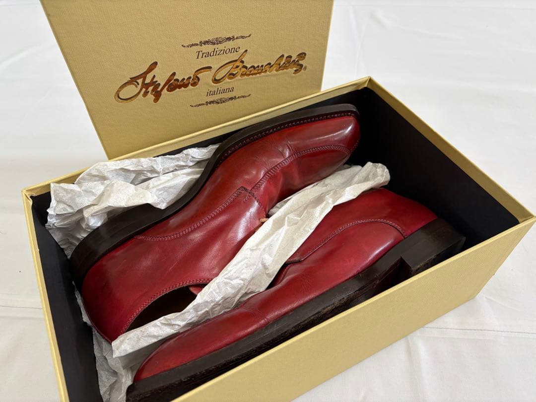 ステファノブランキーニ Uチップ 赤系 パティーヌ イタリア製 サイズ8.5