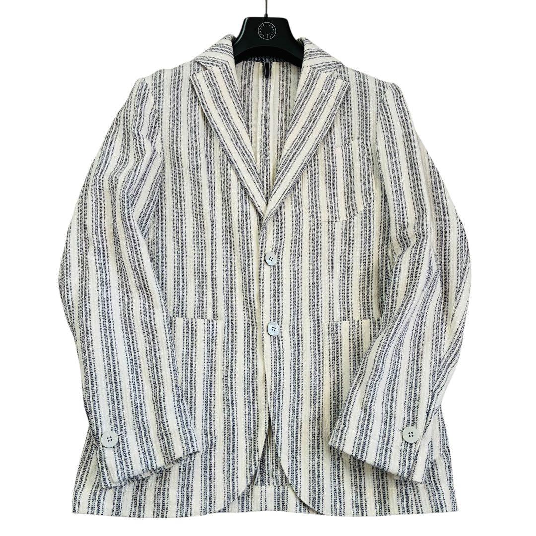 【良品】ルビアム1911 テーラードジャケット ストライプ　リネン混　イタリア製