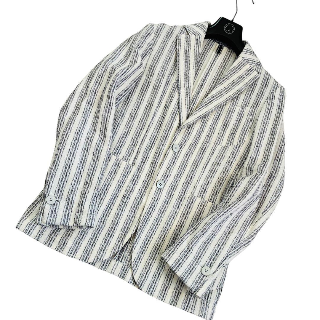 【良品】ルビアム1911 テーラードジャケット ストライプ　リネン混　イタリア製