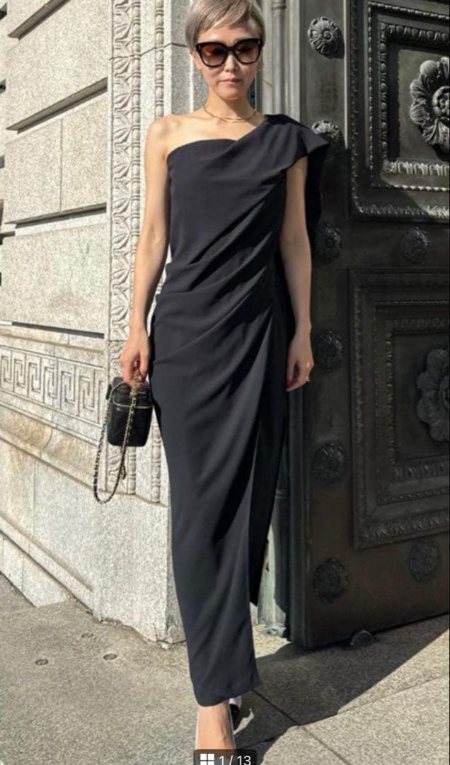 JENNE ワンショルダードレープワンピース