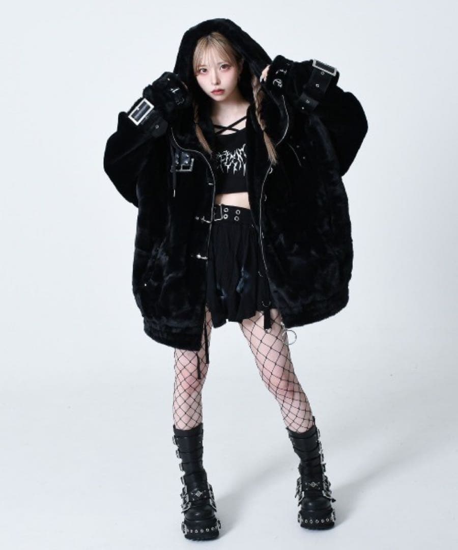 『REFLEM/レフレム』ベルト付きハイネックファーパーカー ファーブルゾン