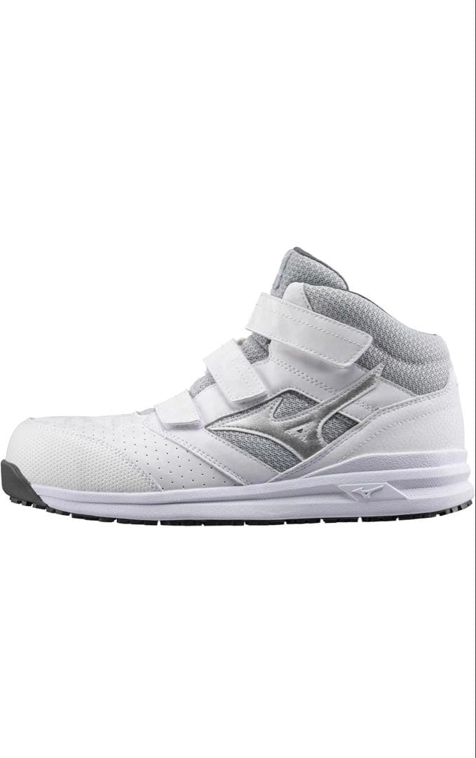 ミズノ　ハイカット安全靴 ホワイト／シルバー 25cm