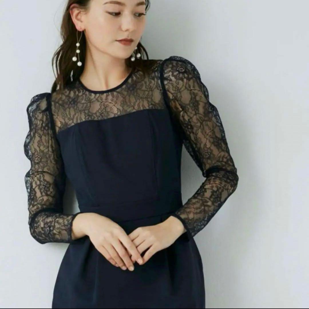 本日限定価格★ラグナムーン オケージョン スリーブレースカッティングドレス M