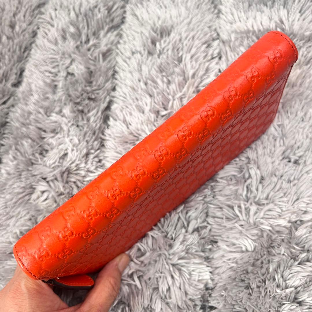 極美品✨GUCCI マイクロシマ　ラウンドファスナー　オレンジ　長財布
