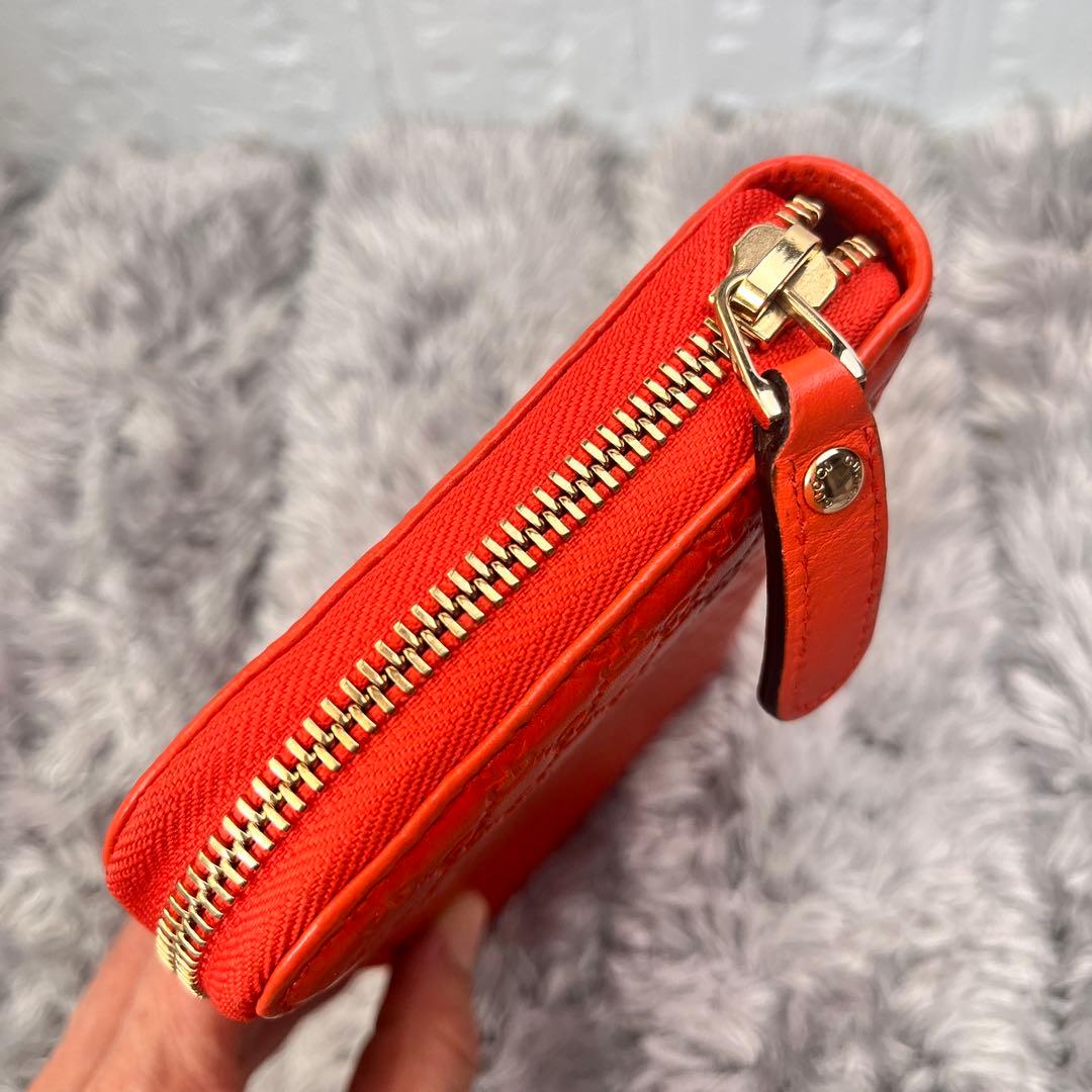 極美品✨GUCCI マイクロシマ　ラウンドファスナー　オレンジ　長財布