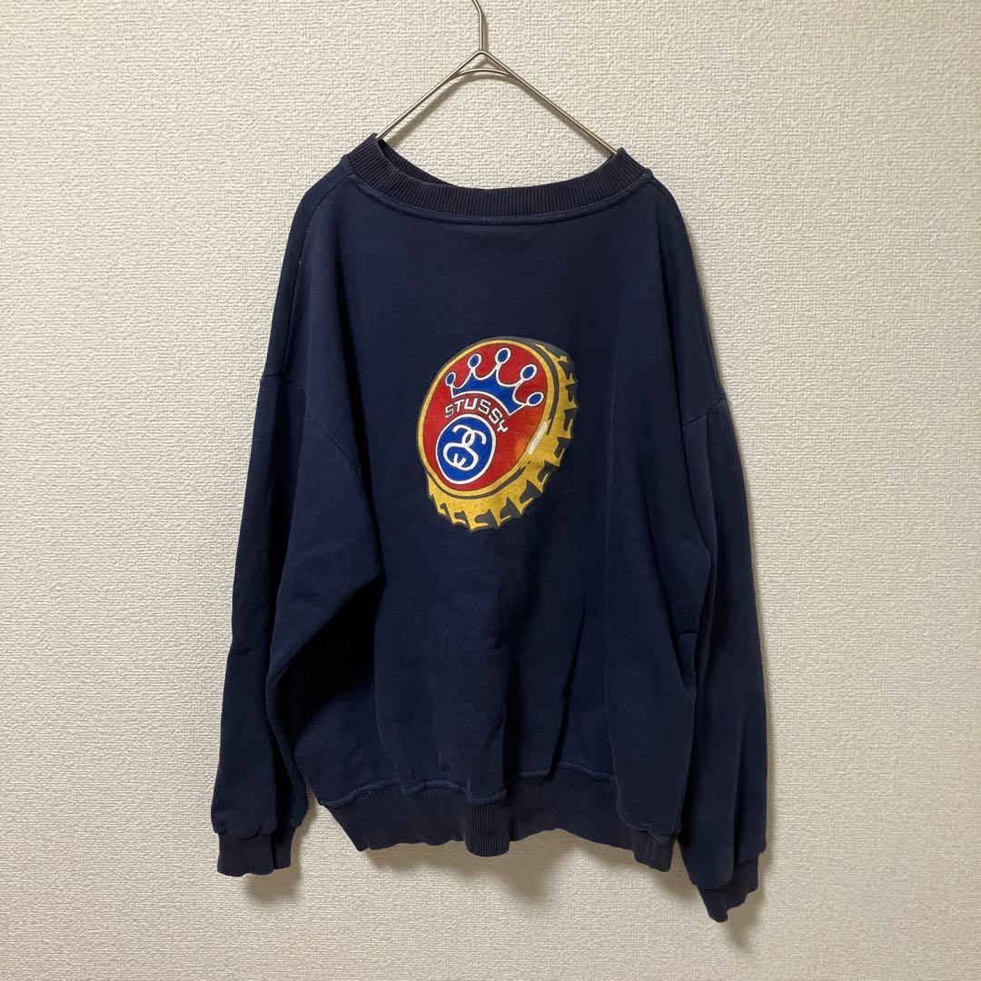 青赤タグ　STUSSY ネイビー クルーネック トレーナー　Ｍ