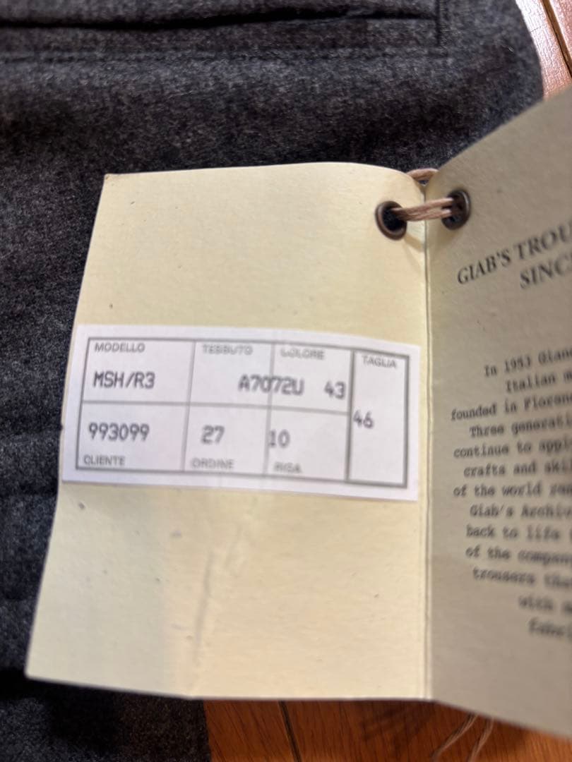 新品【干場義雅×菅原靴店】giabsarchivio前後永久クリースパンツ46